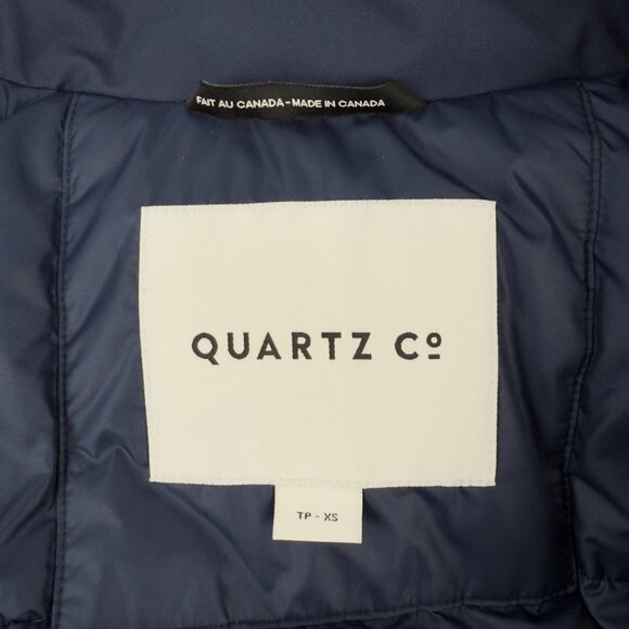 NEW 👌 QUARTZ Co. NWOT Champlain Forward Hooded Down Navy Blue Puffer Parka XS - Picture 9 of 16